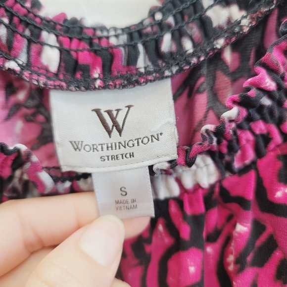 Worthington Pink & Black Blouse Top Women's Size Small - Picture 5 of 9